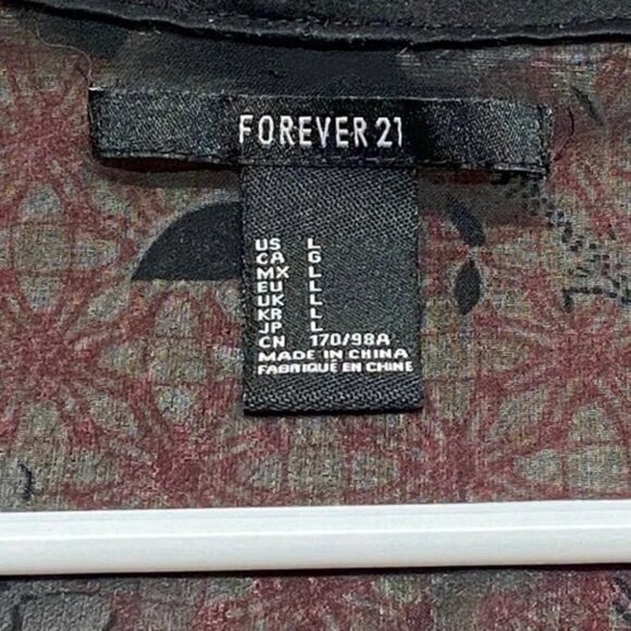 Forever 21 Open Front Kimono Top Women's Large Red Black Floral Lightweight GUC - Picture 8 of 8